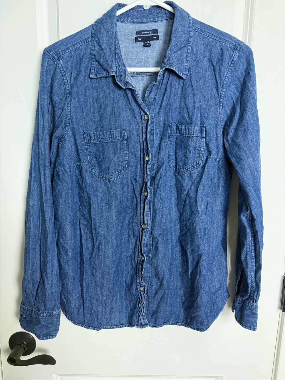 GAP Women's Blue Denim Button-Down Shirt